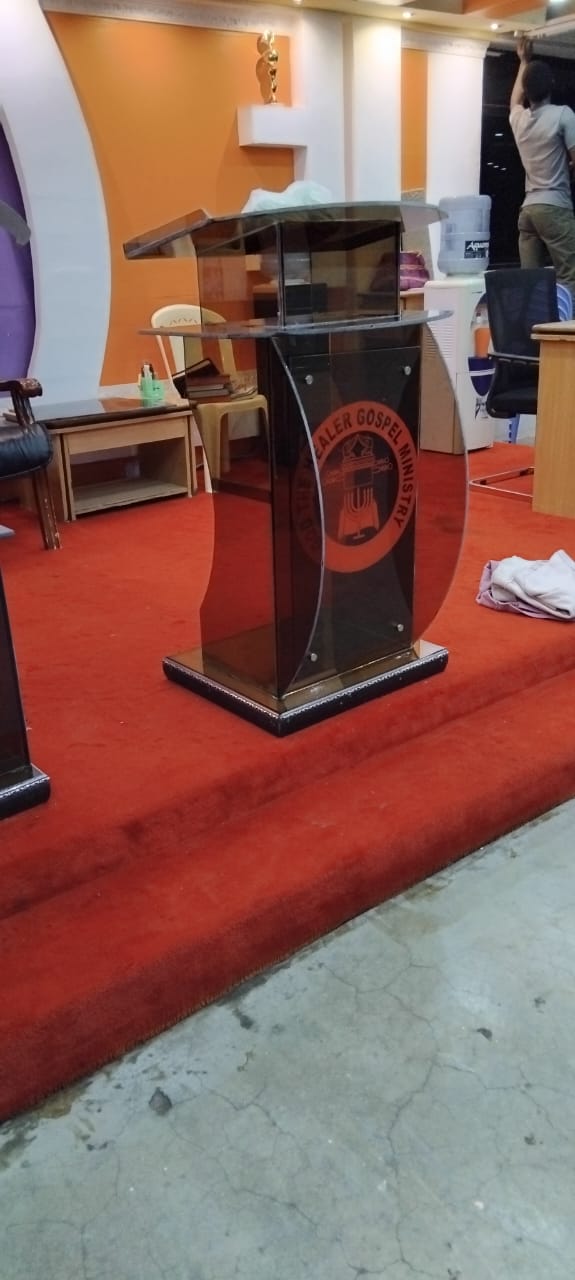 Modern Acrylic Church Pulpit with Custom Logo