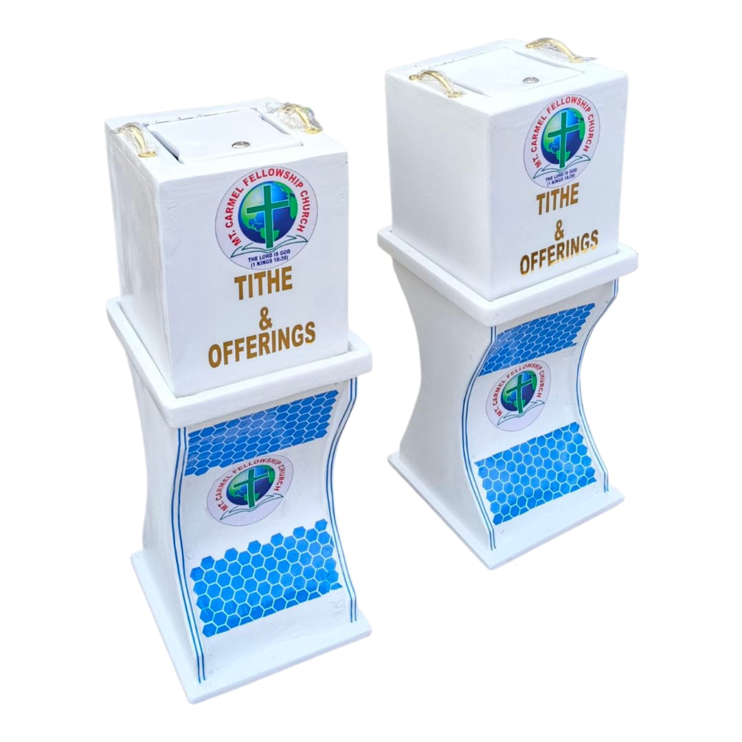 White Custom Church Tithe & Offerings Box with Stand